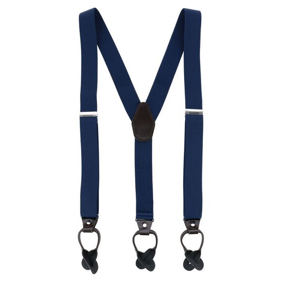 CTM Men's 1.375 Inch Wide Solid Color Y-Back Button-End Suspenders - Picture 1 of 5